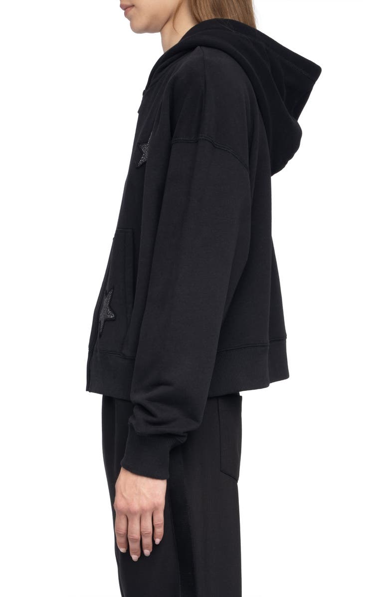 Zadig & Voltaire Mia Strass Rhinestone Star Hoodie, Alternate, color, Black