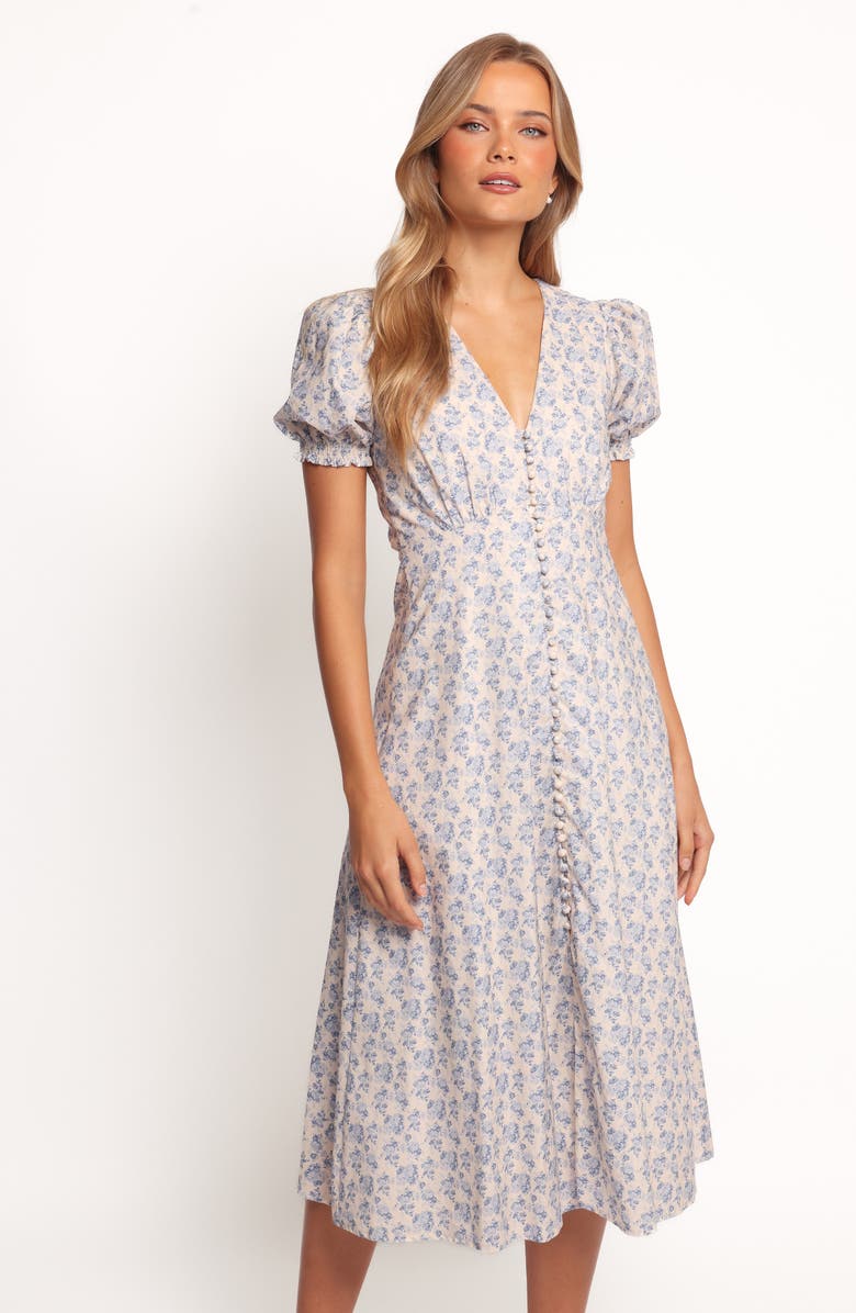 Petal & Pup Logen Floral Puff Sleeve Cotton Midi Dress, Alternate, color, Parisian Bloom