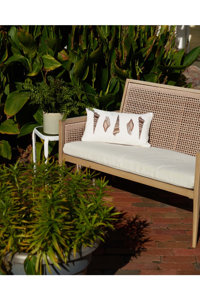 Shell Neutrals Indoor/Outdoor Lumbar White Pillow, Alternate, color, Brown
