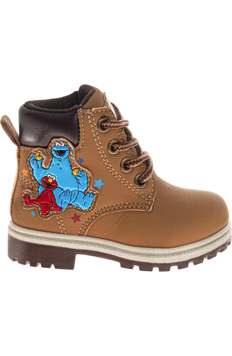 Sesame Street<sup>®</sup> Sesame Street Elmo and Cookie Monster Toddler' Lace Up Boots., Main, color, Wheat