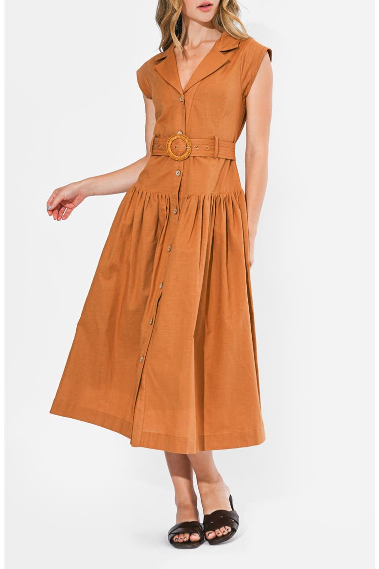 Kennedy Belted Midi Shirtdress, Alternate, color, RUST