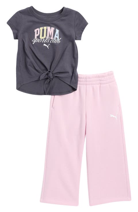 Logo Print Tie Front T-Shirt & Pants Set (Baby)