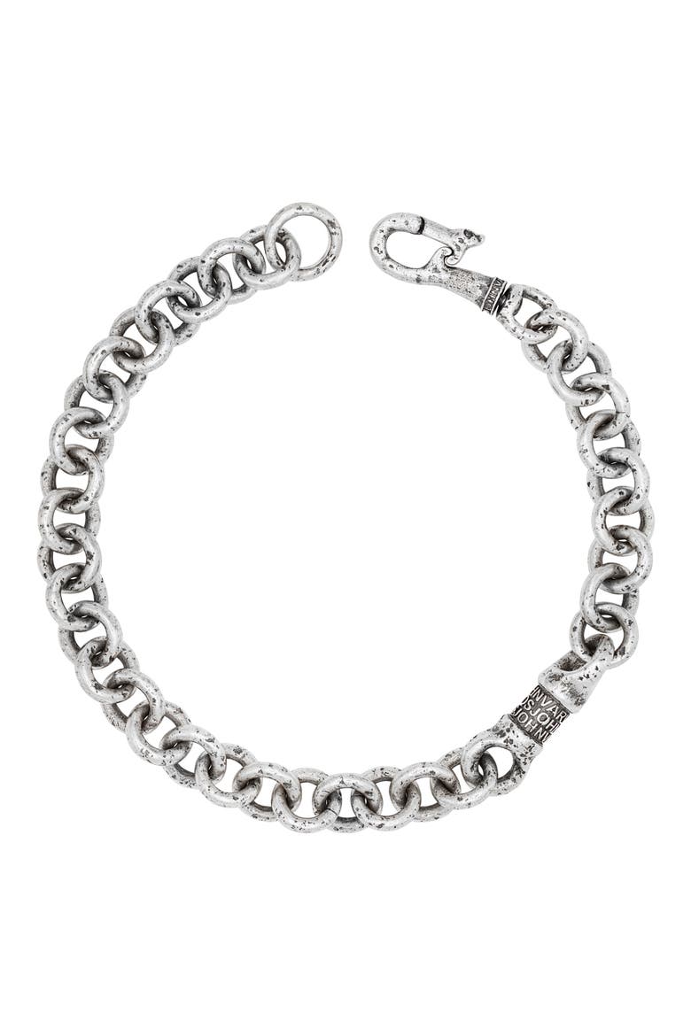 Men's Artisan Sterling Silver Chain Bracelet, Main, color, SILVER