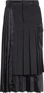 Sacai Pleated Mixed Media Midi Skirt