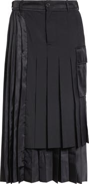 Sacai Pleated Mixed Media Midi Skirt