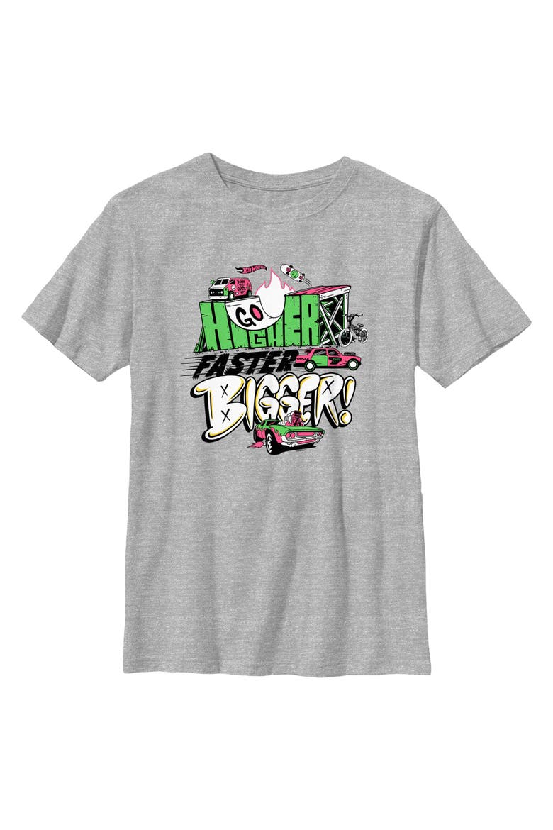 Boy's Hot Wheels Go Higher Faster Bigger  Graphic T-Shirt, Main, color, Sport Grey