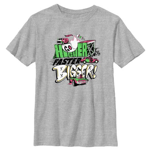 Boy's Hot Wheels Go Higher Faster Bigger  Graphic T-Shirt