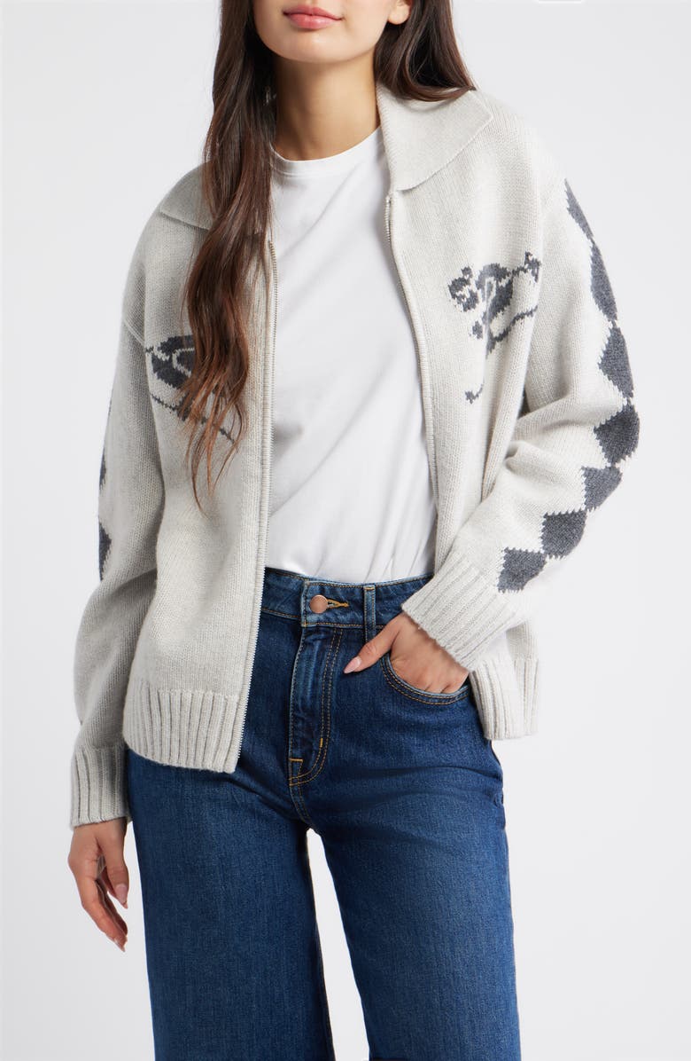 Rails Rhea Ski Graphic Cardigan, Main, color, Powder Grey