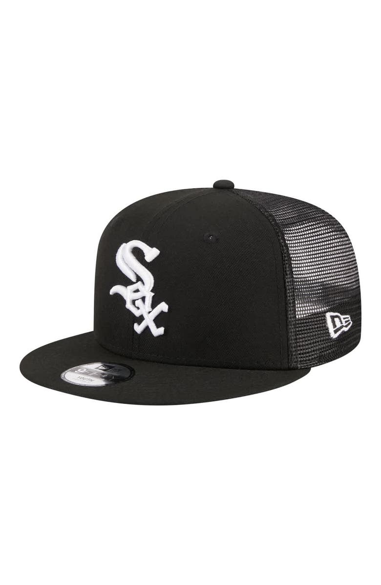 New Era Youth New Era Black Chicago White Sox 9FIFTY Trucker Snapback Hat, Main, color, Black