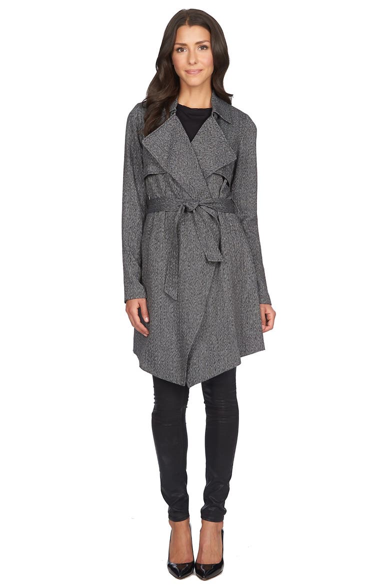 Herringbone Trench Coat, Main, color, RICH BLACK