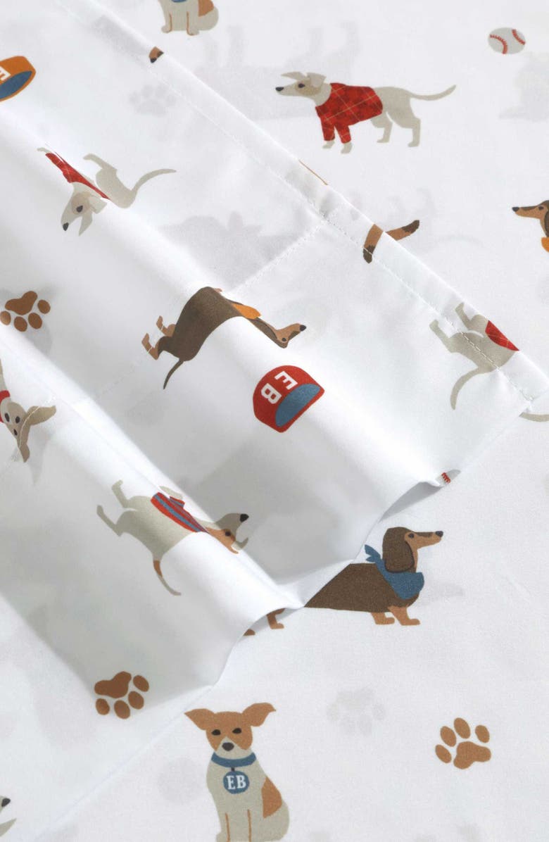 Eddie Bauer Buddy & Friends Dog Print Microfiber Sheet Set, Alternate, color, White/ Beige/ Red