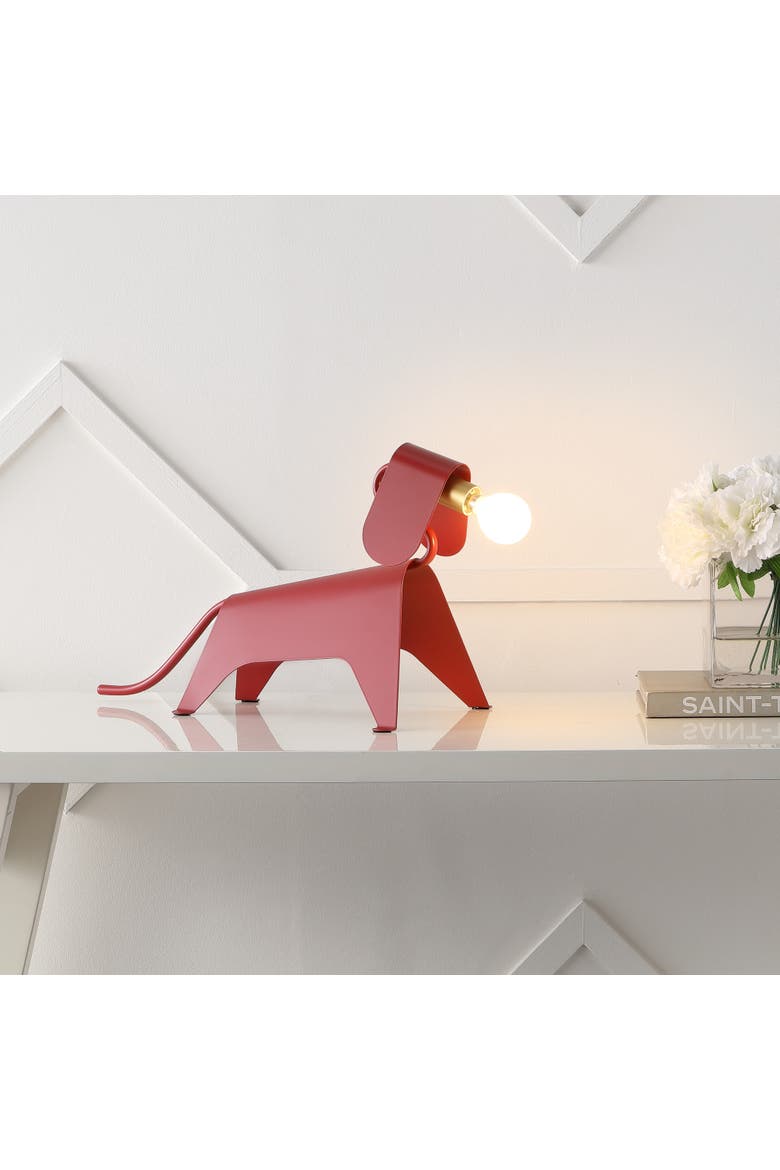 Rover Modern Industrial Iron Canine LED Kids' Lamp, Alternate, color, Red
