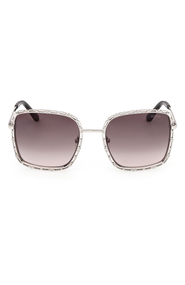 GUESS Square Sunglasses, Main, color, Nickeltin / Gradient Smoke