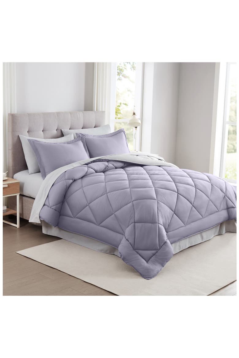 Solid Reversible 7-Piece Comforter Set, Main, color, AMETHYST