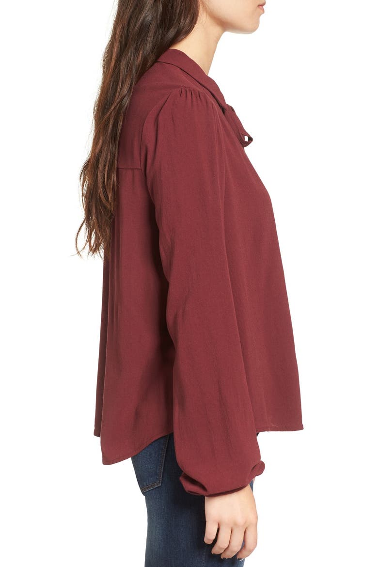 Tie Neck Blouse, Alternate, color, BURGUNDY