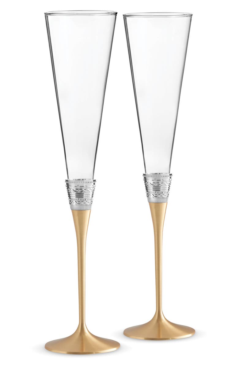Vera Wang x Wedgwood With Love Collection Set of 2 Toasting Flutes, Main, color, Metallic Gold
