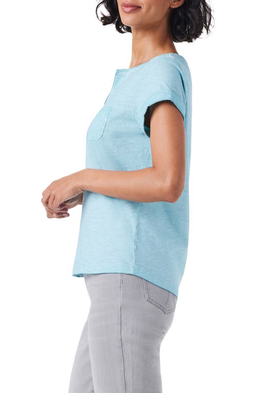 Nzt By Nic+zoe Split Neck Pocket T-shirt In Blue