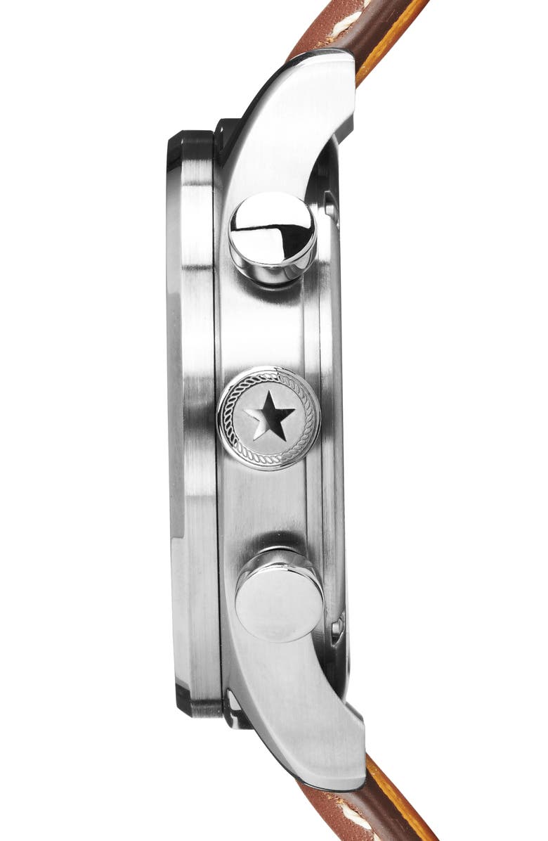 Jack Mason Nautical Chronograph Leather Strap Watch, 42mm, Alternate, color, 