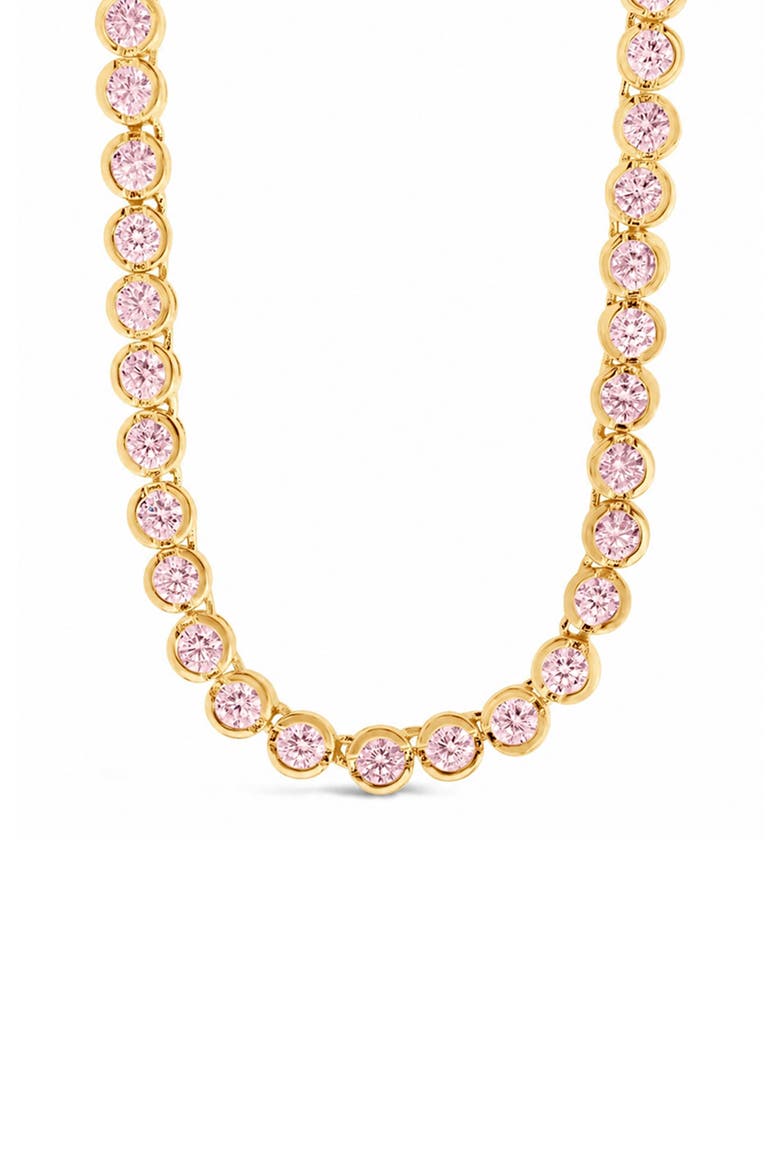 Helene Bezel Cubic Zirconia Tennis Necklace, Main, color, GOLD/ PINK