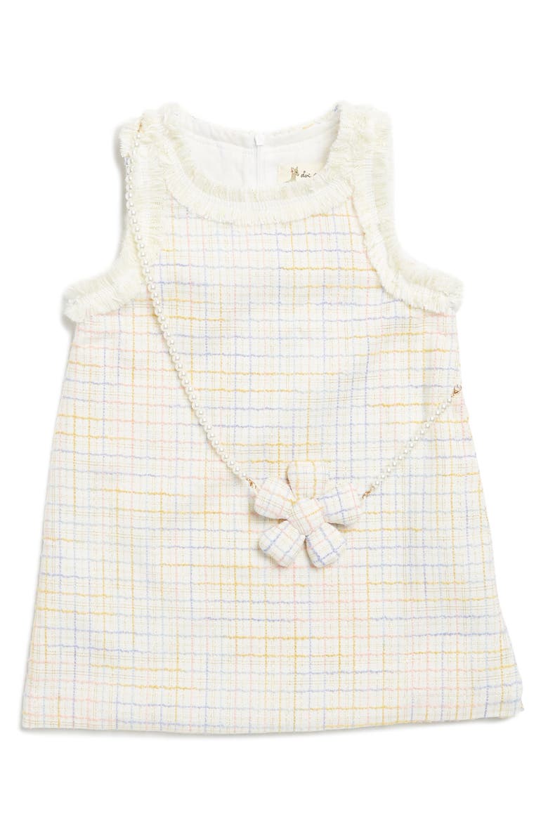 Doe A Dear Kids' Sleeveless Tweed Faux Pearl Necklace Dress, Main, color, 