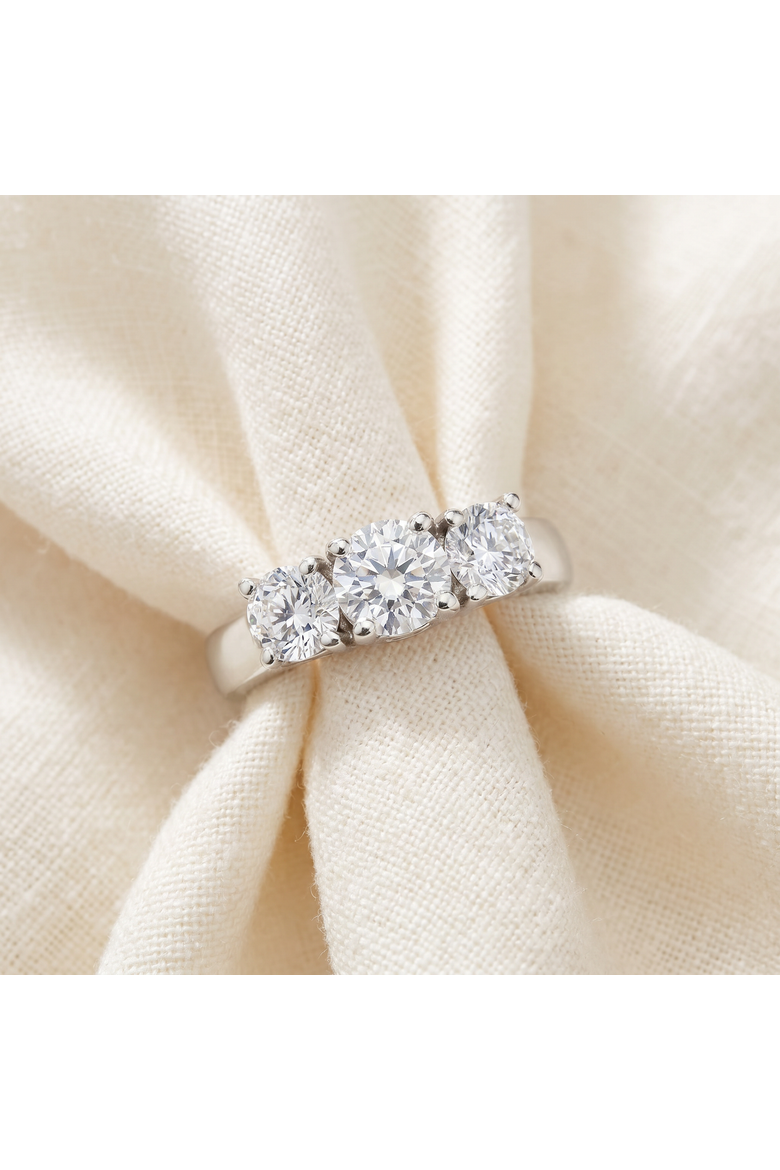 1 3/4Ct Three Stone Round Cut Diamond Engagement Ring 14k Gold Lab Grown, Alternate, color, 14k White Gold