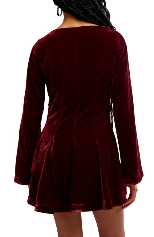 Free People Linney Velvet Minidress In Burgundy