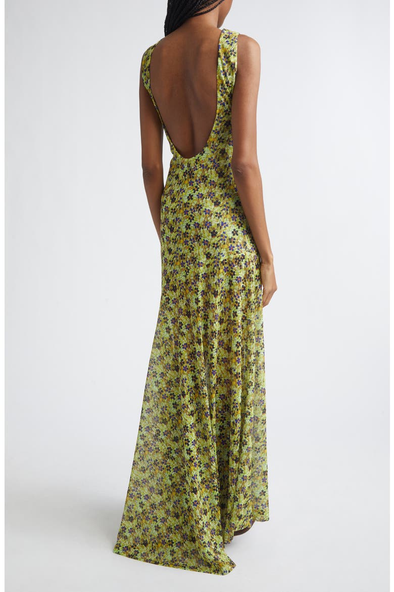 Fens Floral Open Back Chiffon Maxi Dress, Alternate, color, GREEN MULTI