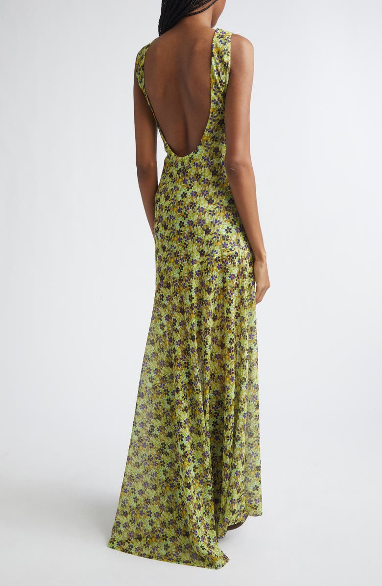 Siedrés Fens Floral Open Back Chiffon Maxi Dress, Alternate, color, Green Multi