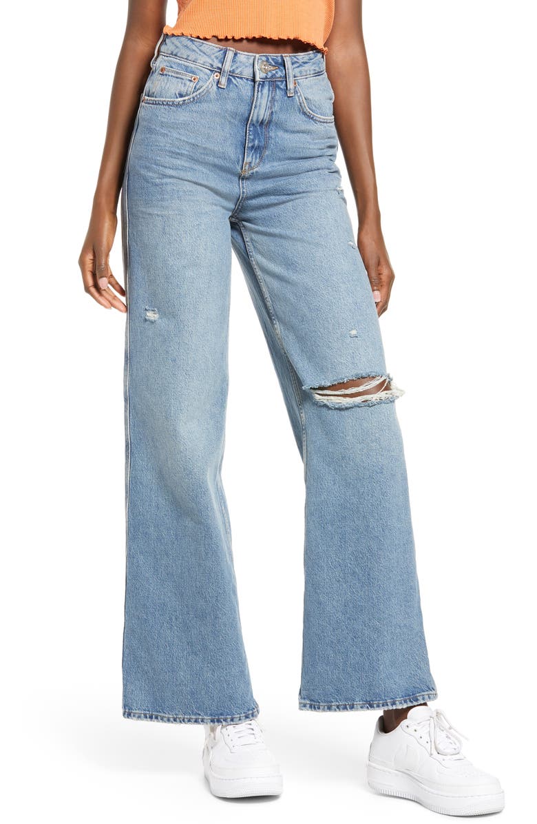 BDG Urban Outfitters Ripped Superhigh Waist Puddle Jeans, Main, color, 