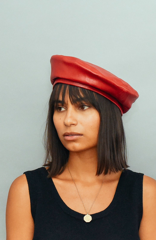 W Y E T H Presley Vegan Leather Beret In Red