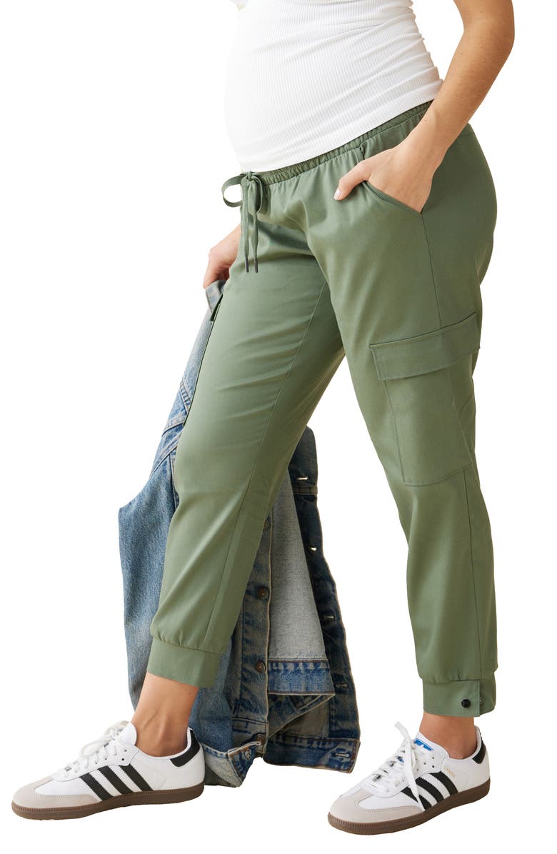 Ingrid & Isabel<sup>®</sup> Under the Bump Drawstring Cargo Pants, Alternate, color, Agave