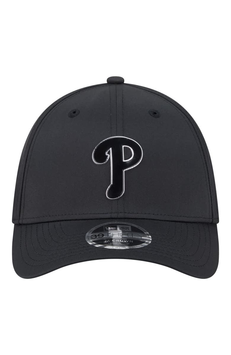 New Era Men's New Era Black Philadelphia Phillies Metallic 39THIRTY M-Crown Flex Hat, Alternate, color, Black