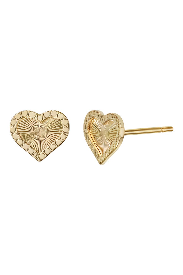14K Gold Heart Stud Earrings, Main, color, 14K YELLOW GOLD