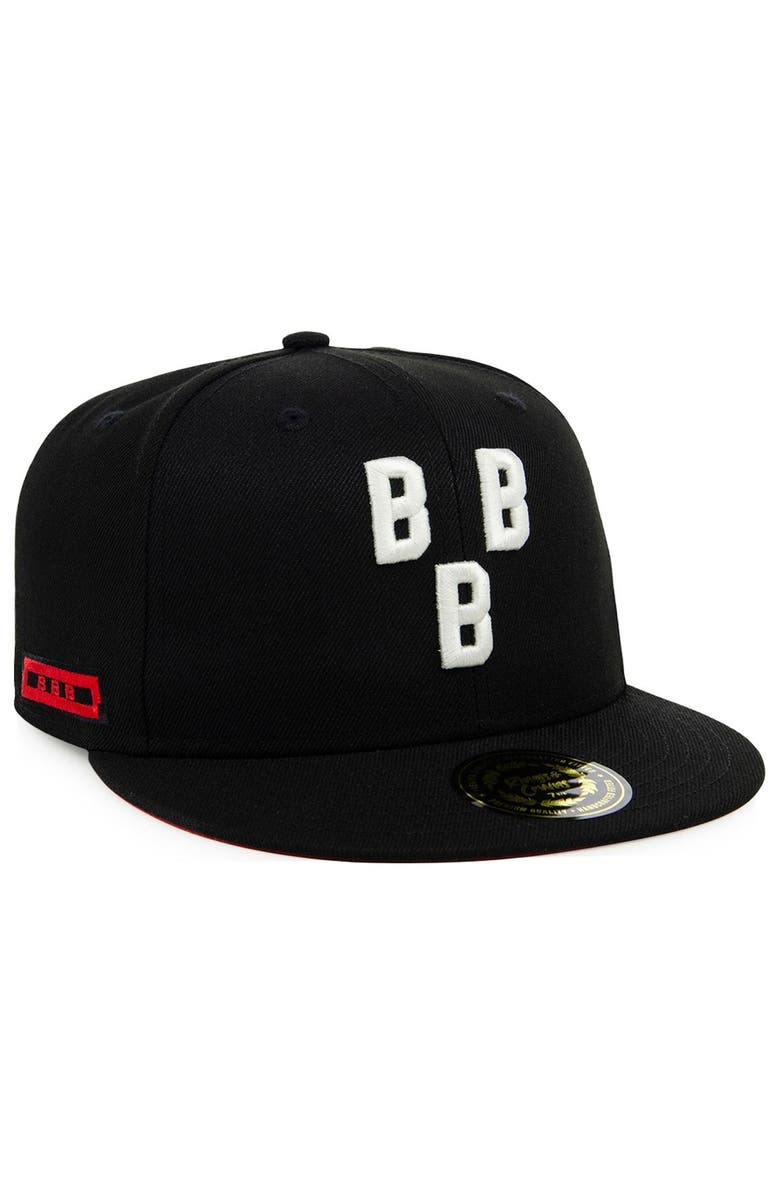 RINGS & CRWNS Men's Rings & Crwns Black Birmingham Black Barons Team Fitted Hat, Alternate, color, 