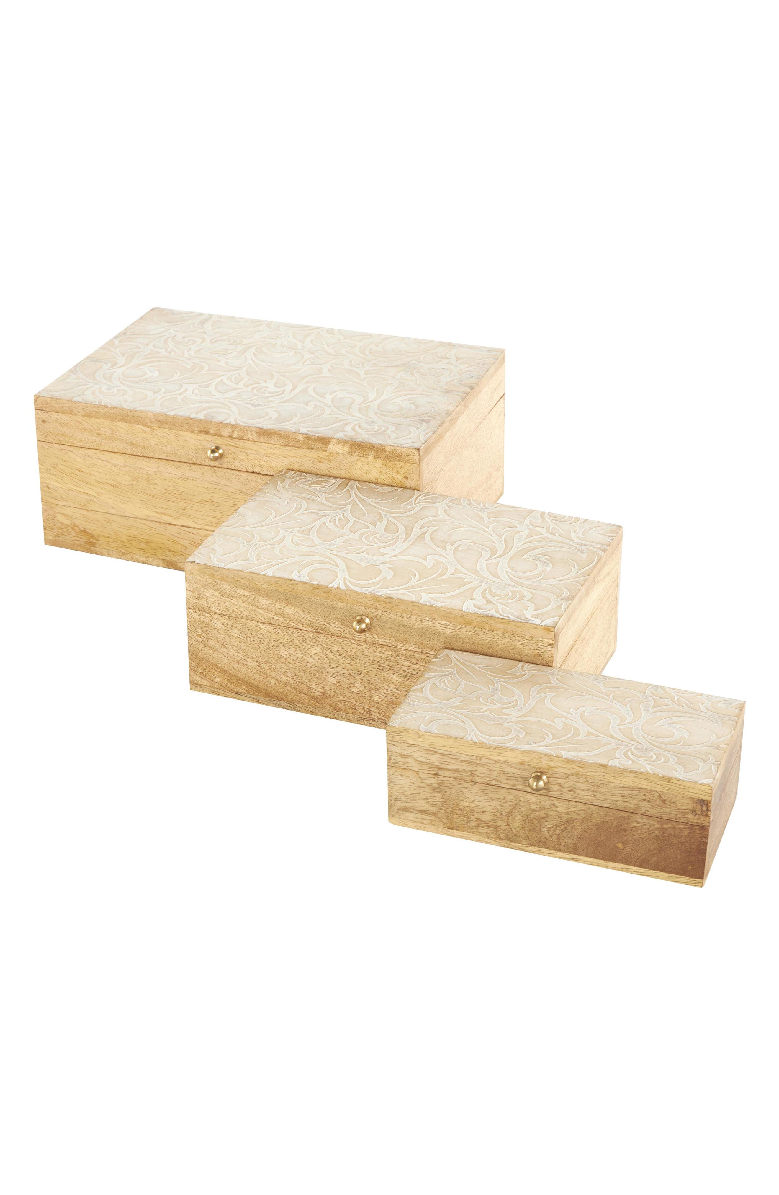Mango Wood Set of 3 Decorative Boxes