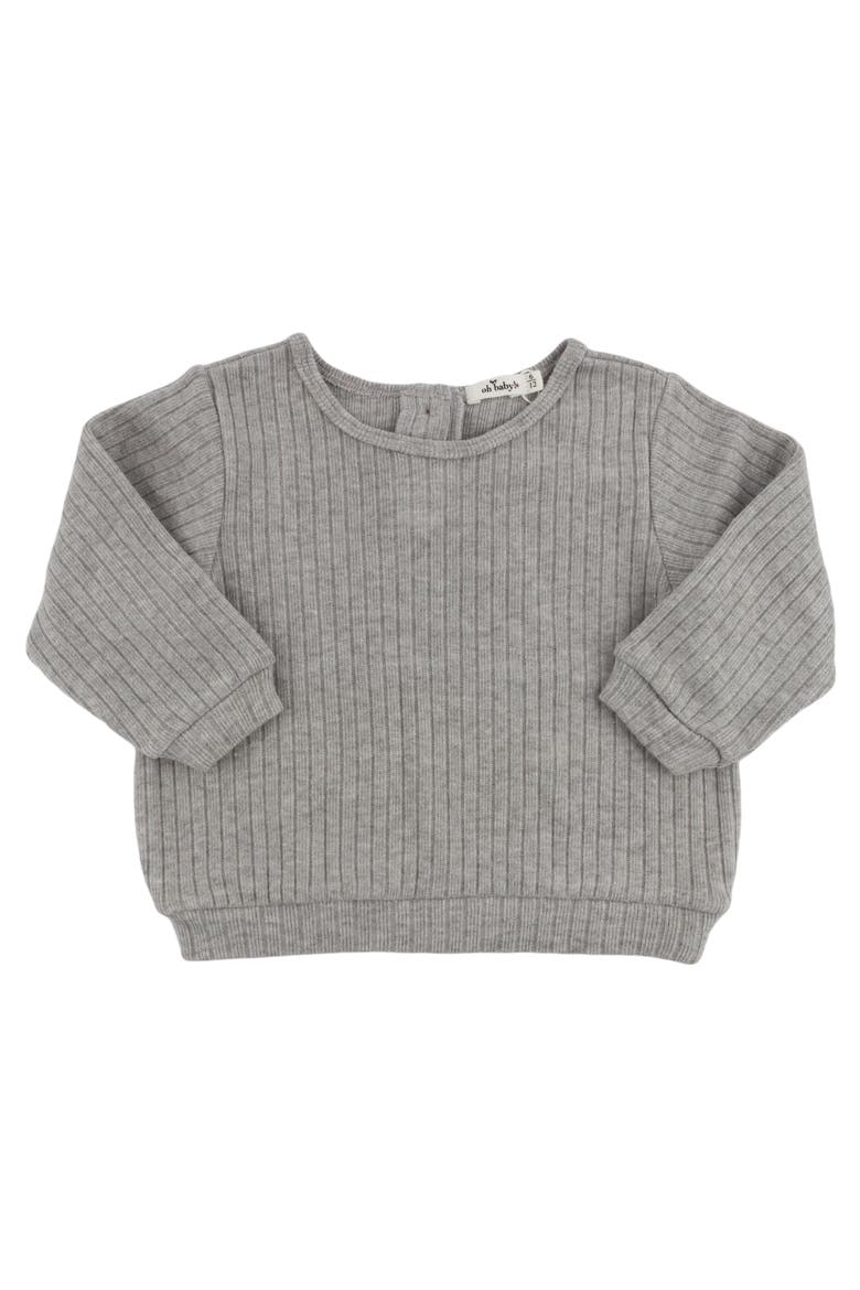 Wide Rib Fuzzy Sweater Knit Brooklyn Boxy- Infant, Main, color, Heather Grey