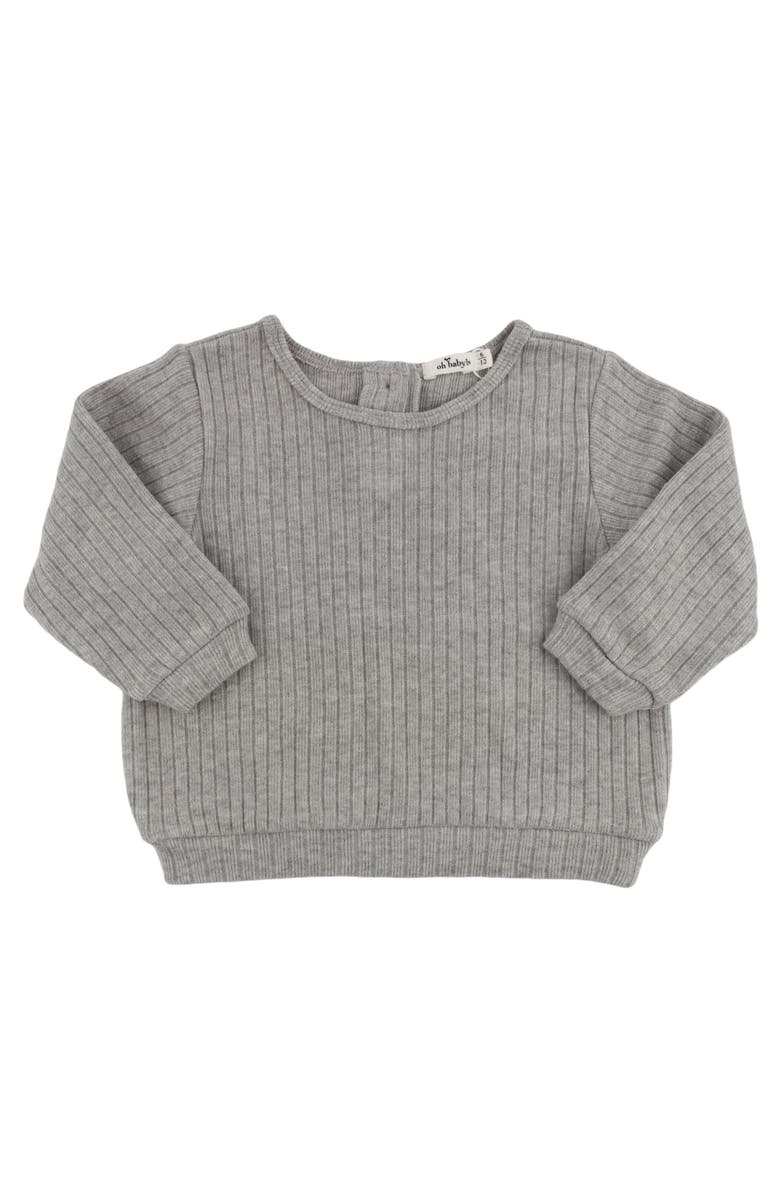 Oh baby! Brand Teddy Bear Face Applique Brooklyn Boxy-Toddler, Little Kid, Main, color, Heather Grey