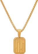 HMY JEWELRY Men's 14K Gold Plated Sterling Silver Dog Tag Pendant Necklace