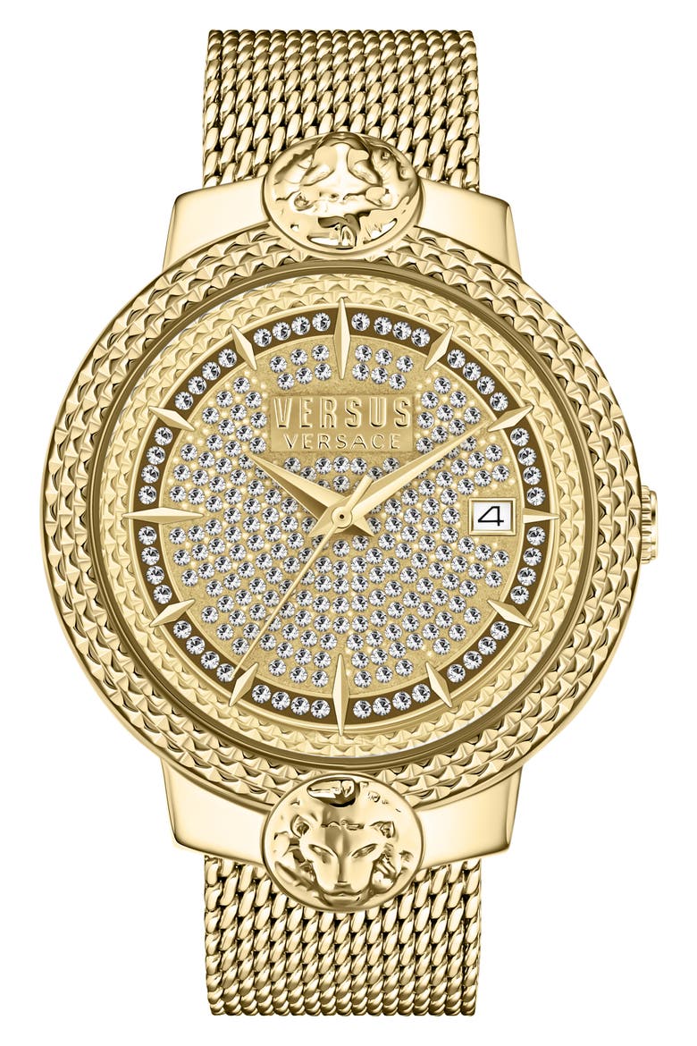 Mouffetard Mesh Band Watch, 38mm, Main, color, IP YELLOW GOLD