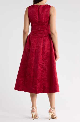 Jacquard Fit & Flare Midi Dress