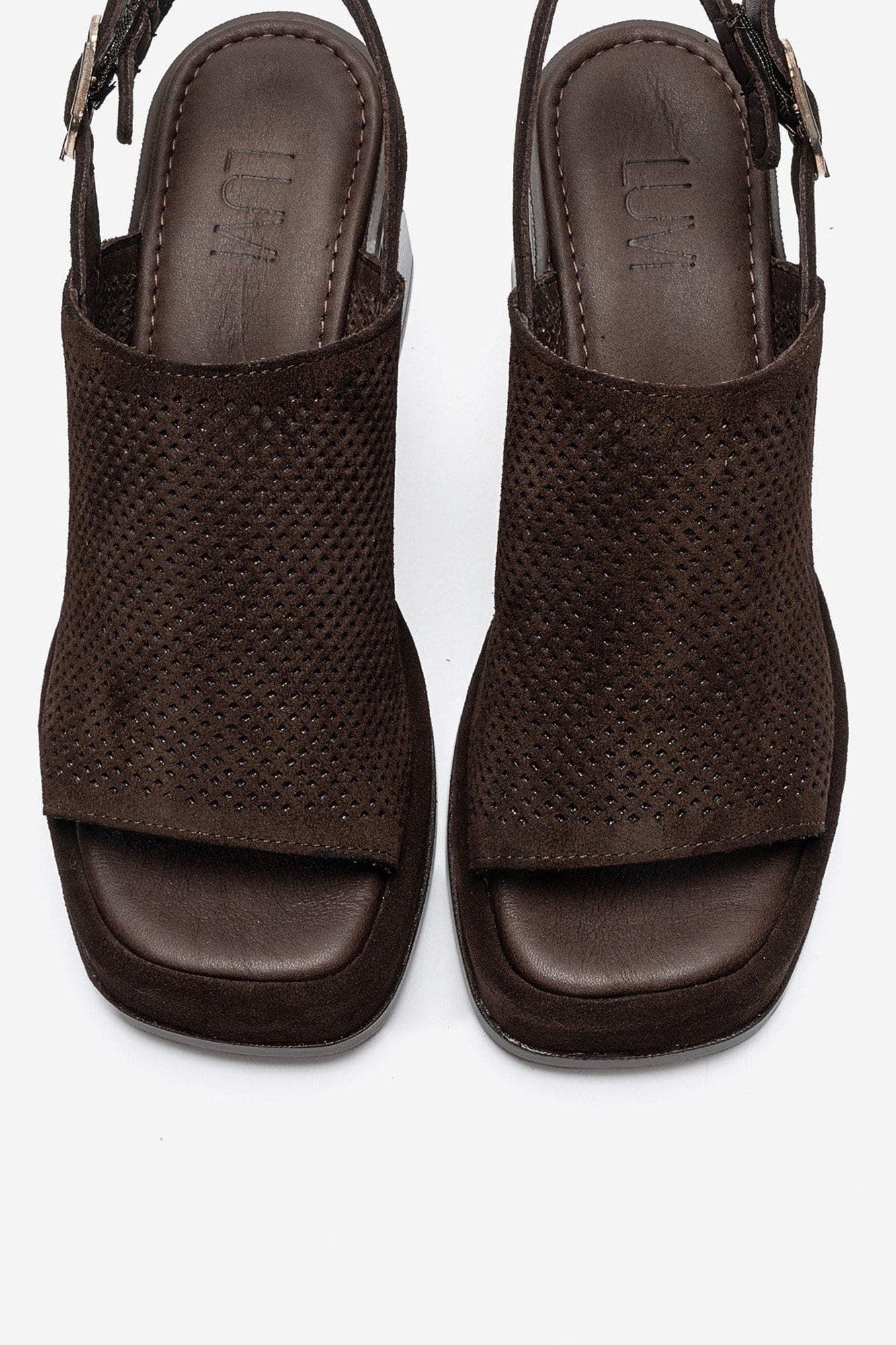 Penvia Block Heel Leather Platform Sandal, Alternate, color, Brown Suede