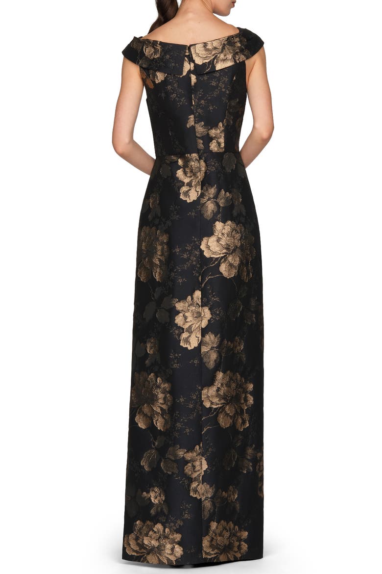 Myla Metallic Floral Jacquard Column Gown, Alternate, color, DK TWILIGHT