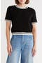 Tipped Short Sleeve Sweater