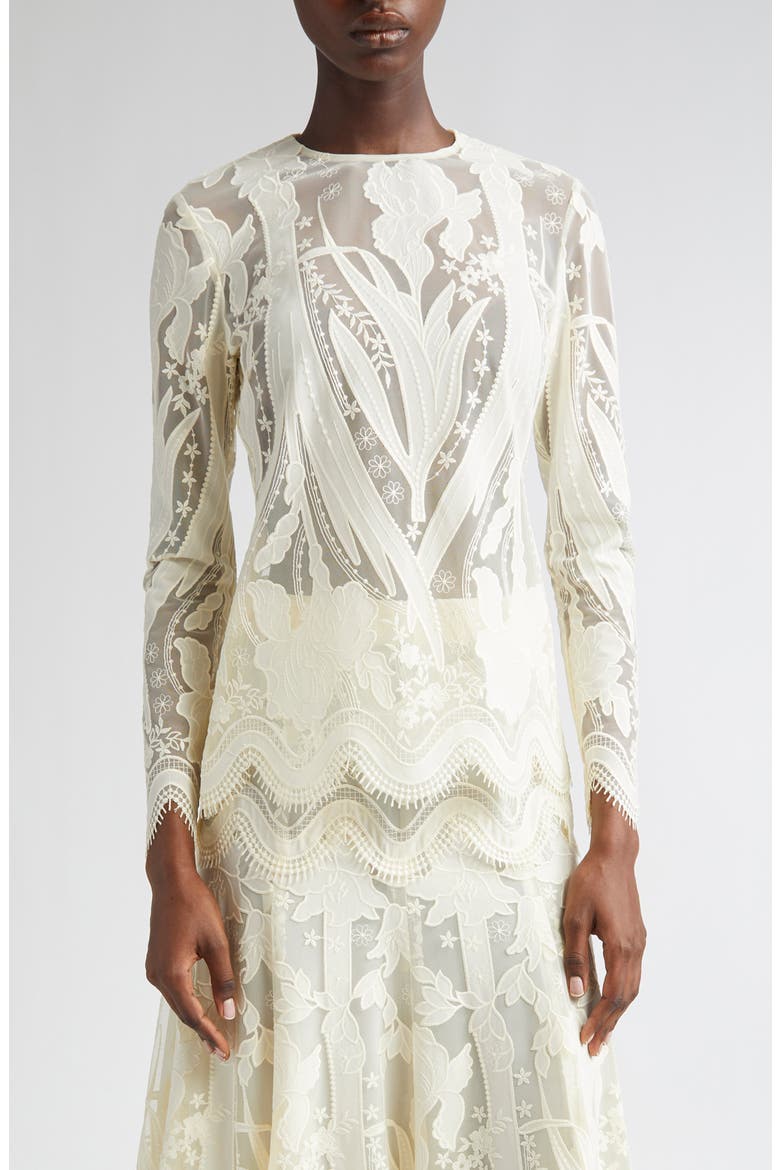 Floral Lace Top, Main, color, CREAM