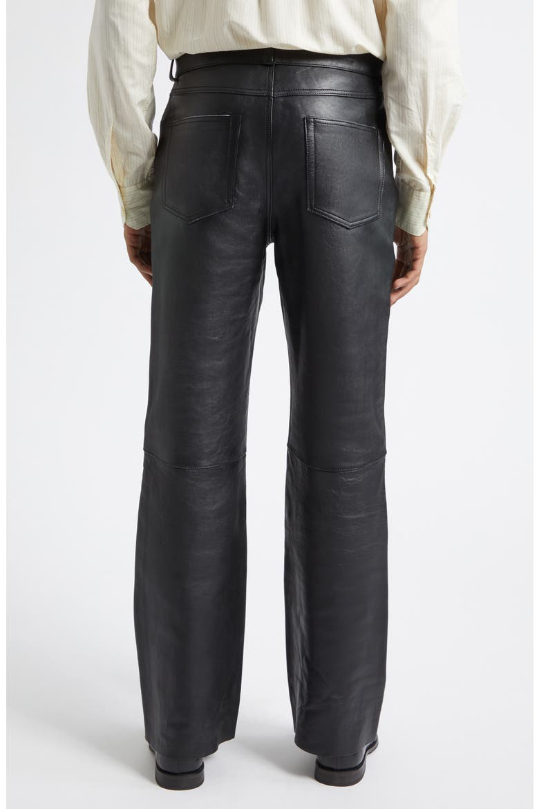 Carlson Cut Five-Pocket Leather Jeans, Alternate, color, WHISKER BLACK BUFFED LAMBSKIN