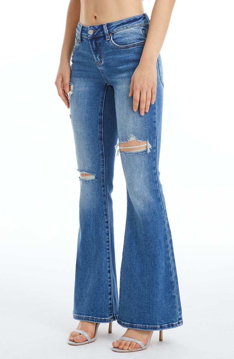 Bayeas Alice Low Rise Ripped Mid Rise Flare Jeans, Alternate, color,