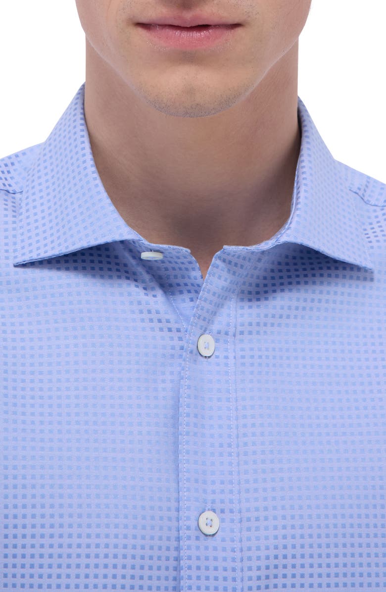 Bugatchi Axel Shaped Fit Jacquard Button-Up Shirt, Alternate, color, Air Blue