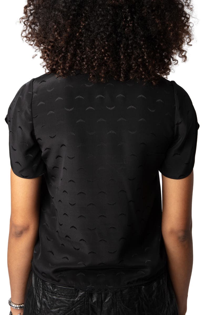 Zadig & Voltaire Tiffiny Wing Jacquard Button-Up Silk Shirt, Alternate, color,