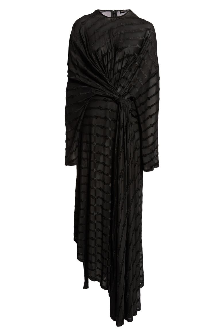 BB Tie Front Long Sleeve Dress, Alternate, color, BLACK