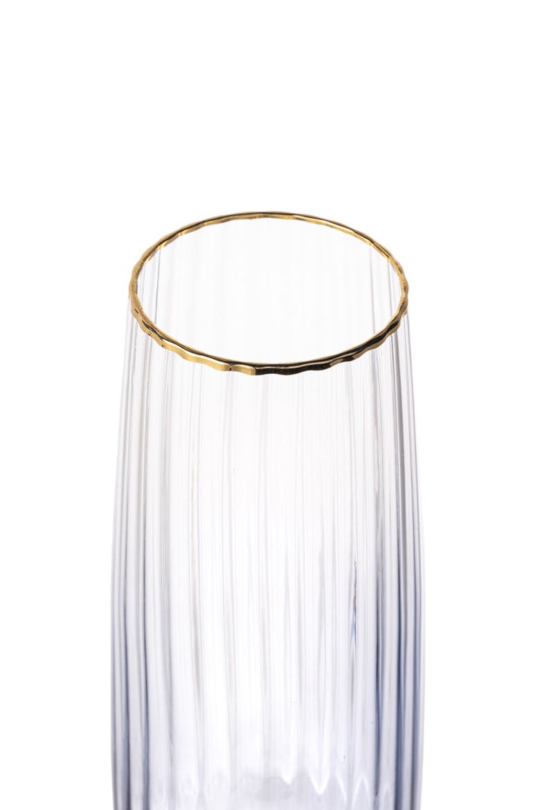 Ribbed Champagne Flute Glass 8 oz Set of 3, Alternate, color, Clear